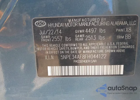 2015 Hyundai Sonata Limited z USA, uszkodzony, nr VIN 5NPE34AF8FH044122